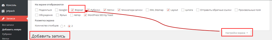 Форматы записей WordPress